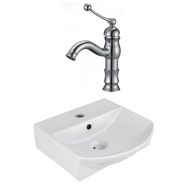 13.75" W Above Counter White Vessel Set For 1 Hole Center Faucet (AI-22619)
