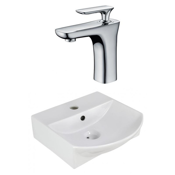 13.75" W Wall Mount White Vessel Set For 1 Hole Center Faucet (AI-22607)