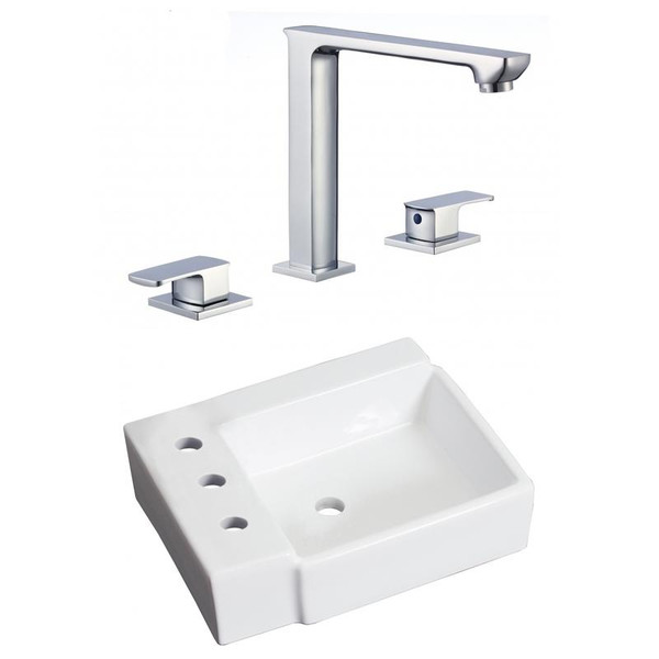 16.25" W Above Counter White Vessel Set For 3H8" Left Faucet (AI-22586)