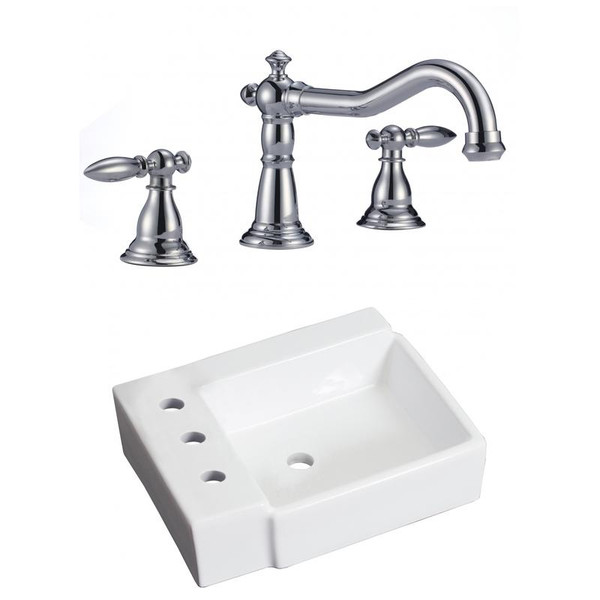 16.25" W Above Counter White Vessel Set For 3H8" Left Faucet (AI-22583)