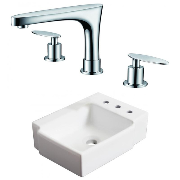16.25" W Wall Mount White Vessel Set For 3H8" Right Faucet (AI-22573)