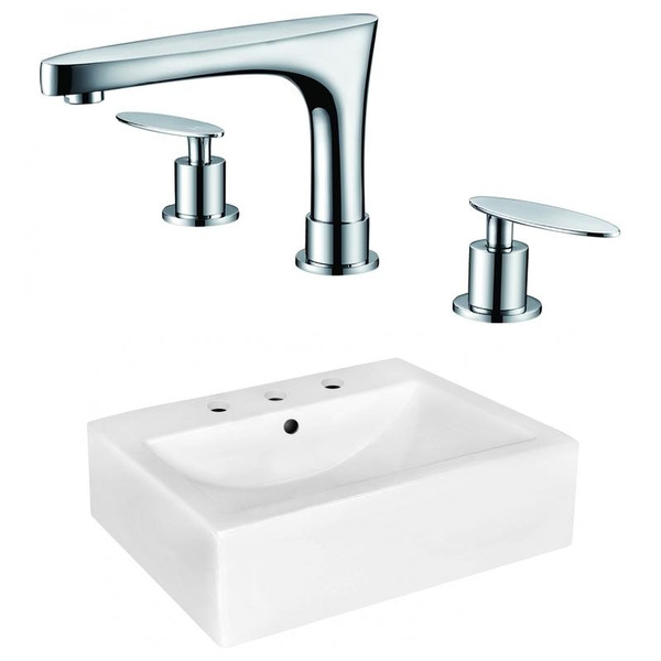 20.25" W Wall Mount White Vessel Set For 3H8" Center Faucet (AI-22515)