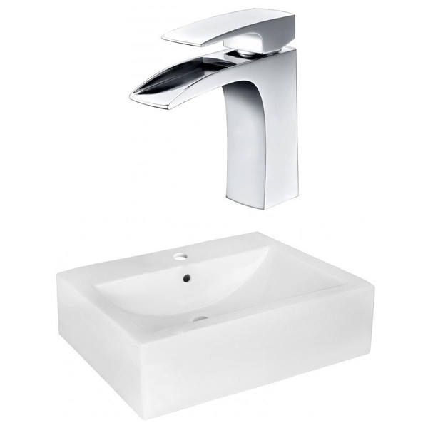 20.25" W Wall Mount White Vessel Set For 1 Hole Center Faucet (AI-22508)