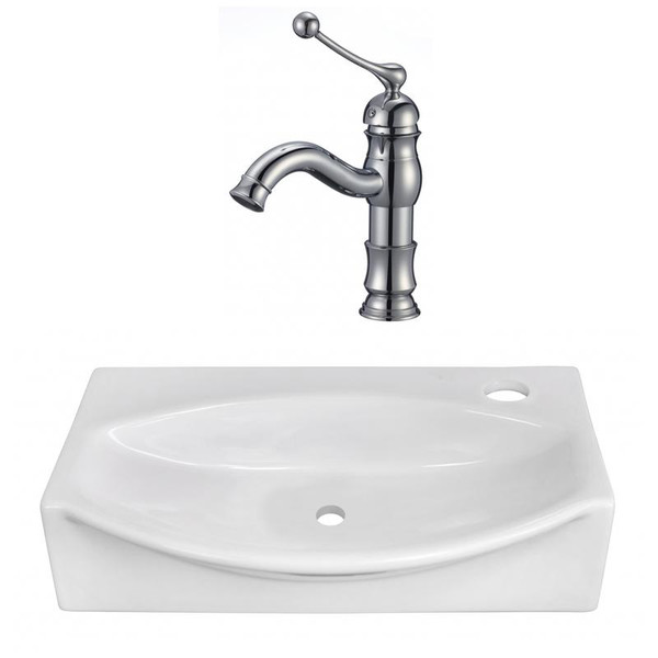 16.5" W Wall Mount White Vessel Set For 1 Hole Right Faucet (AI-22473)