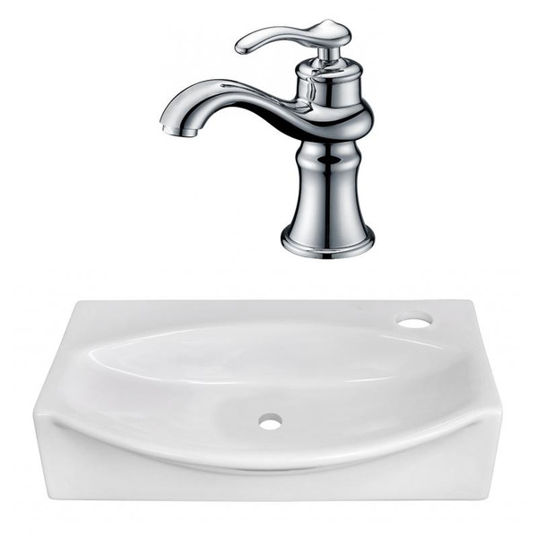 16.5" W Above Counter White Vessel Set For 1 Hole Right Faucet (AI-22459)