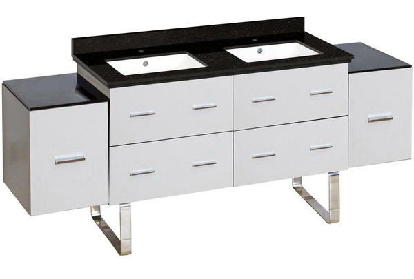 Floor Mount White Vanity Set For 1 Hole Drilling Black Galaxy Top White Um Sink (AI-19068)