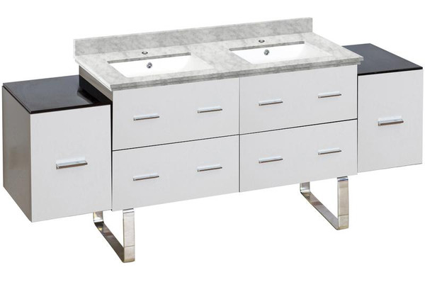 Floor Mount White Vanity Set For 1 Hole Drilling Bianca Carara Top White Sink (AI-19062)