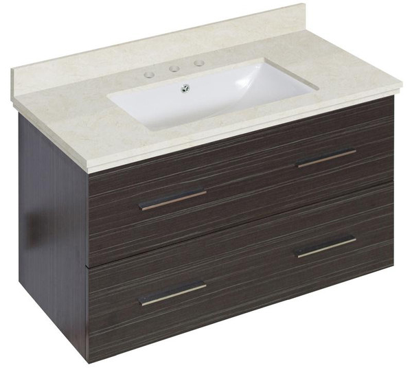 Wall Mount Dawn Grey Vanity Set For 3H8" Drilling Beige Top White Um Sink (AI-18639)