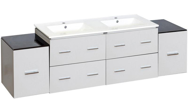 74" W Wall Mount White Vanity Set For 1 Hole Drilling (AI-19044)