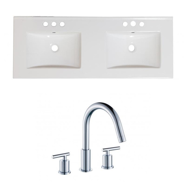59" W 3H8" Ceramic Top Set In White Color - Cupc Faucet Incl. (AI-22229)