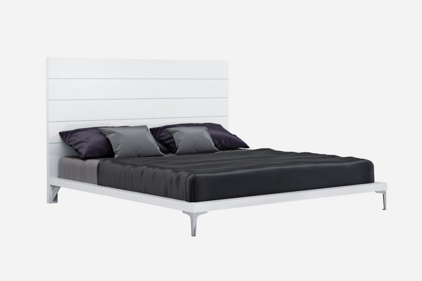 60" X 80" X 51" White Stainless Steel Queen Bed (370606)