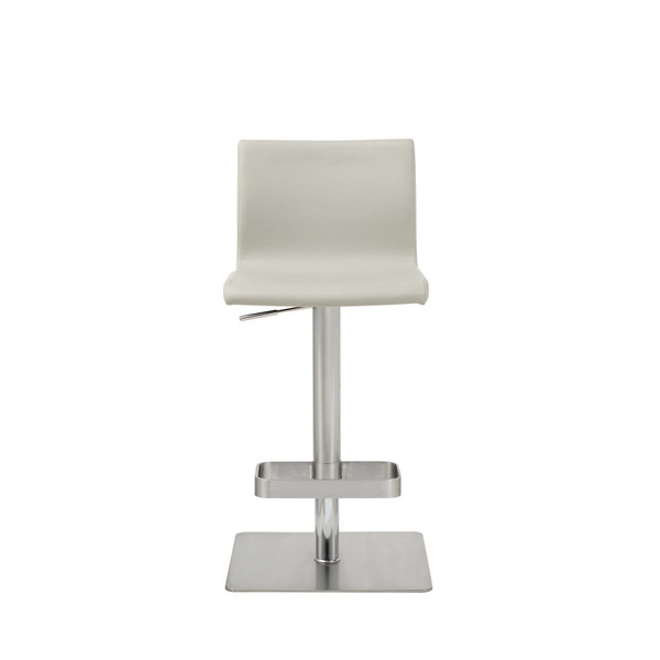 Sleek Light Gray Faux Leather Adjustable Bar Stool (370625)