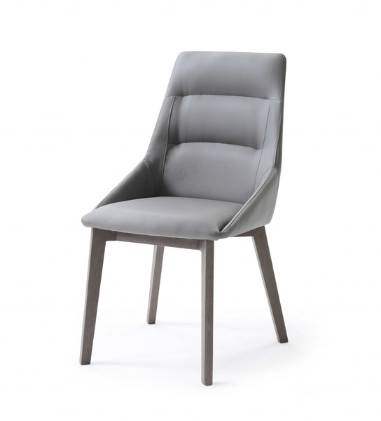 25" X 20" X 35" Grey Faux Leather / Metal Dining Chair (370656)
