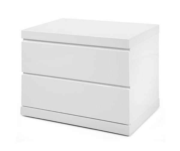 Modern White High Gloss Finish 2 Drawer Nightstand (370736)