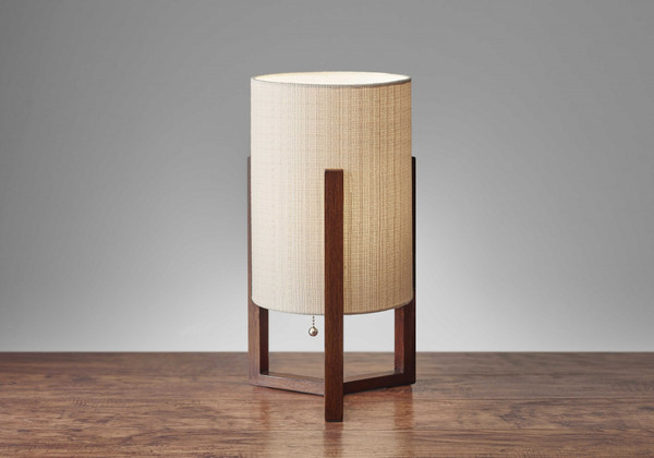 9" X 9" X 17" Walnut Wood Fabric Table Lantern (372467)