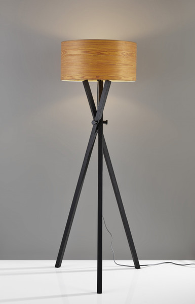19.5" X 19.5" X 62" Black Wood Metal Floor Lamp (372788)