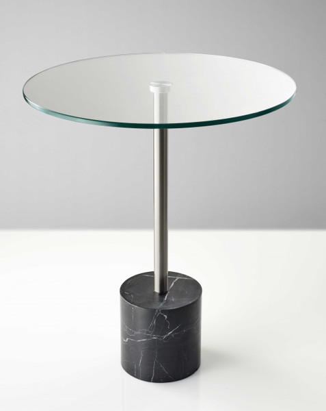 17.75" X 17.75" X 21" Brushed Steel Black Marble End Table (372937)