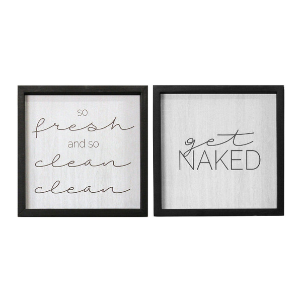 Set Of 2 - Get Naked Black Wood Framed Wall Art (373201)