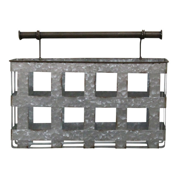 Galvanized Handcrafted Metal Wall Hanging Basket (373257)
