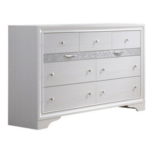 58" X 18" X 35" White Wood Dresser (374200)