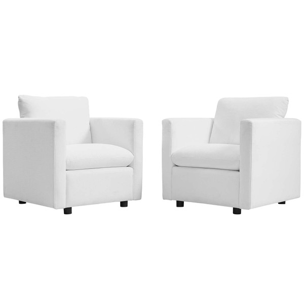 Activate Upholstered Fabric Armchair Set Of 2 EEI-4078-WHI