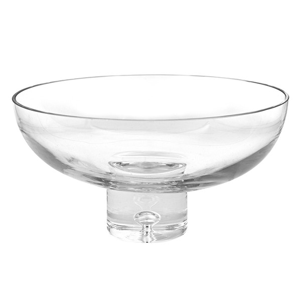 11" Mouth Blown Deep Pedestal Glass Centerpiece Bowl (375894)