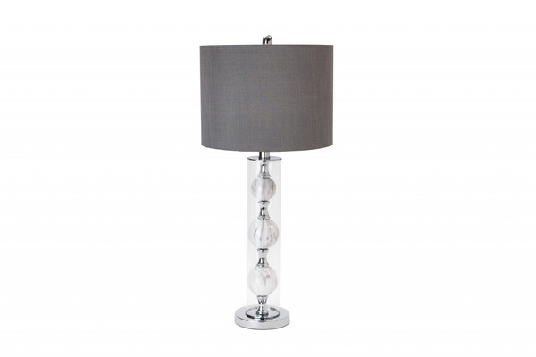 Set Of 2 - Metal 3-Ball Glass Table Lamp (376262)