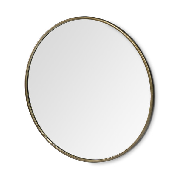 47" Round Gold Metal Frame Wall Mirror (376411)