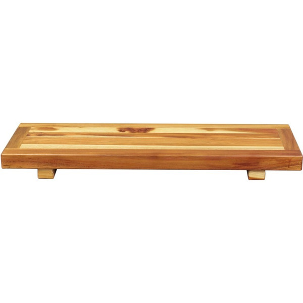 Compact Rectangular Driftwood Finish Teak Bathtub Tray Or Seat (376658)