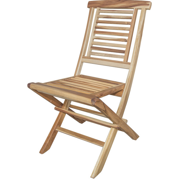 Compact Teak Folding Chair W/ Straight Design In Natural Finish (376751)