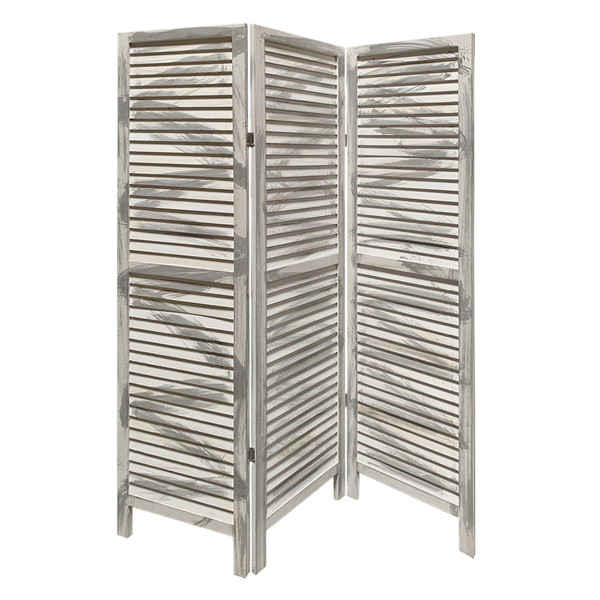 3 Panel Washed Grey Shutter Screen Room Divider (376805)