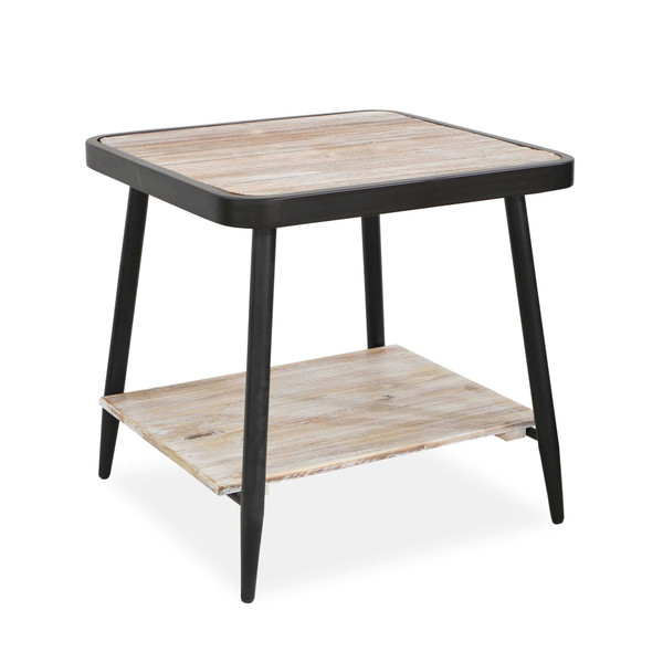 Industrial Style Distressed Square Whitewash And Gray Side Or End Table (379855)