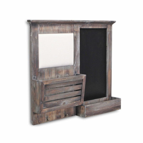 Gray Wooden Wall Chalkboard With Side Storage Basket (379874)