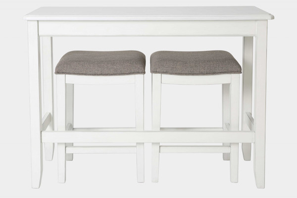 Rectangular White Finish Sofa Table With Two Bar Stools (379939)