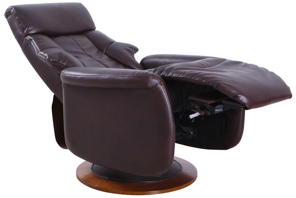 Contemporary Design Brown Faux Leather Swivel Recliner Chair (379957)