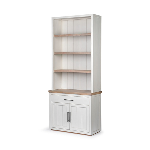 White And Medium Brown Wood Shelving Unit With 3 Shelves (380593)