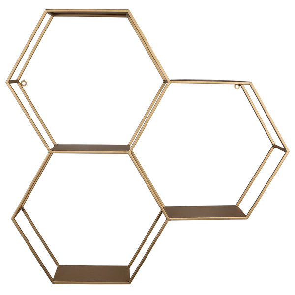 Stratton Home Decor Gold Honeycomb Hexagon Wall Shelf (380869)