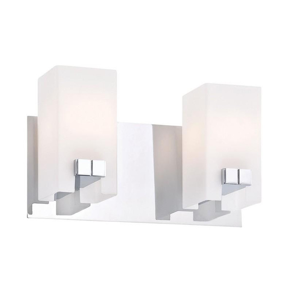Gemelo 2 Light Vanity In Chrome And White Opal Glass (BV3322-10-15)