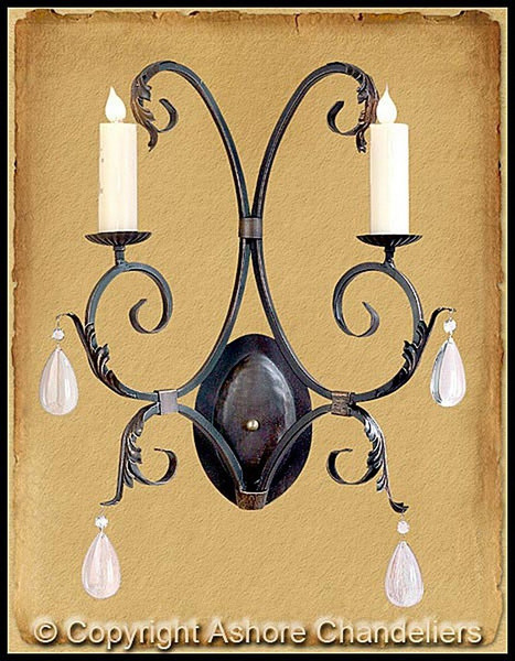 Double Arm Valerie Sconce With Crystals & Metal Finish (SC-112-C)