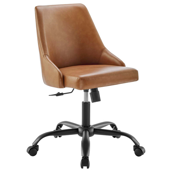 Designate Swivel Vegan Leather Office Chair EEI-4372-BLK-TAN