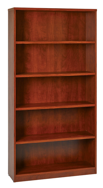 Osp Furniture 36Wx12Dx72H 5-Shelf Bookcase With 1" Thick Shelves - Cherry (LBC361272-CHY)