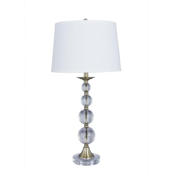 30.5 Inch Crystal & Metal Table Lamp In Antique Brass (5093)