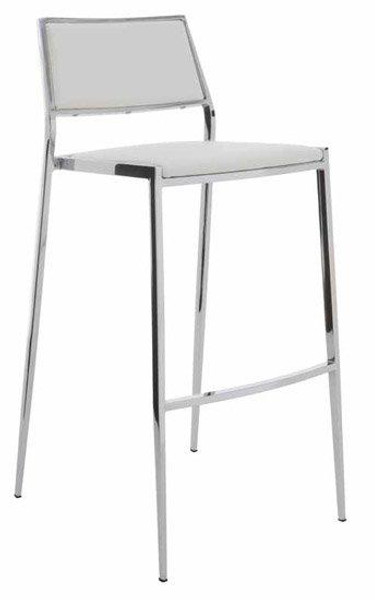 White Leather Rectangle Aaron Bar Stool Stackable (HGBO174)