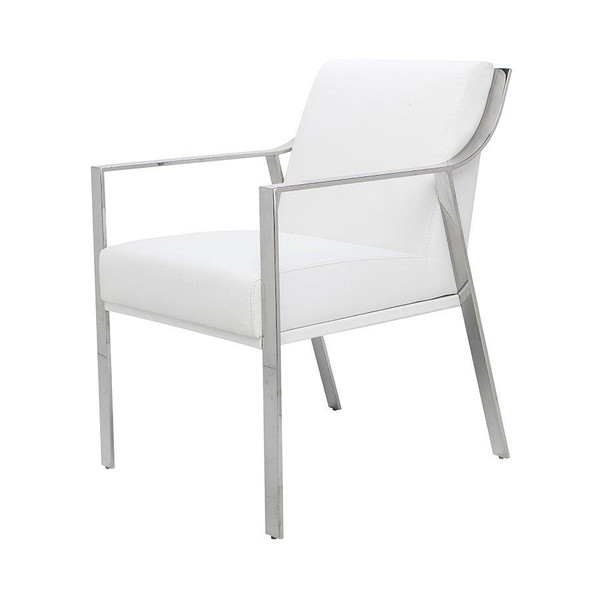White Polished Stainless Valentine Dining Chair (HGTB246)