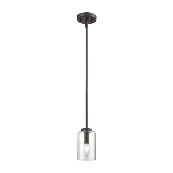 West End 1-Light Mini Pendant In Oil Rubbed Bronze With Clear Glass (CN240511)