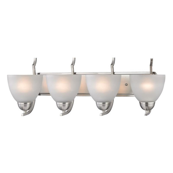 Kingston 4-Light Vanity Light In Brushed Nickel With White Glass (1464BB/20)