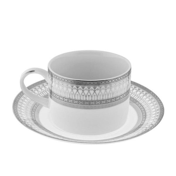 Iriana 8-Ounces Silver Can Cup/Saucer- Pack Of 24 (IRIANA-9SLV)
