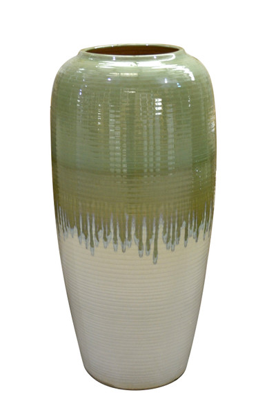 Avocado Green And White Medium Vase (12005606)