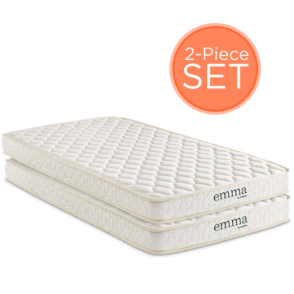 Emma 6" Twin Mattress Foam Set Of 2 MOD-6099-WHI