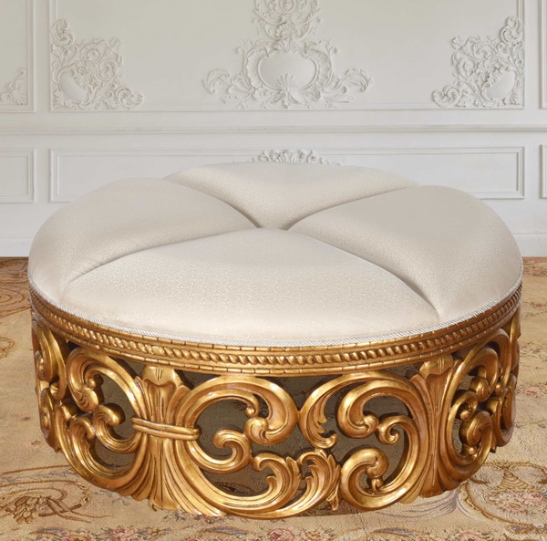 Gold Roccoco Ottoman Cream (12016886)